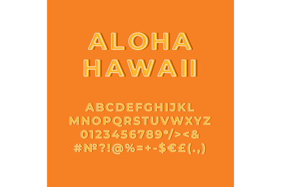Aloha Hawaii Vintage 3d Vector Alphabet