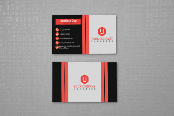 Red and Black Business Card PSD Template